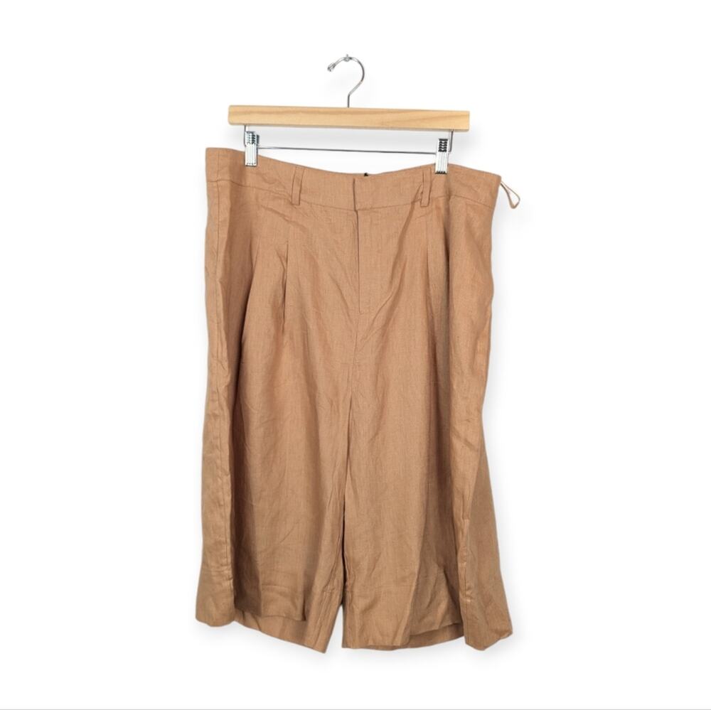 NWT Nicholas Delfina Twig Brown Longline Linen Shorts Size 18